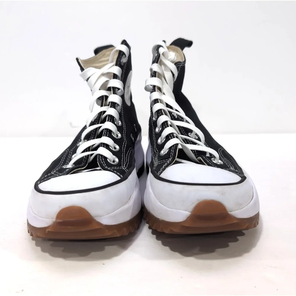 Converse Run Star Hike High Top Platform Sneakers Womens 8.5 Mens 7 Black White - Picture 3 of 16